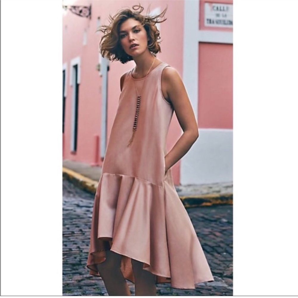Anthropologie Maeve Camilla Blush/ Neutral high low dress size Medium